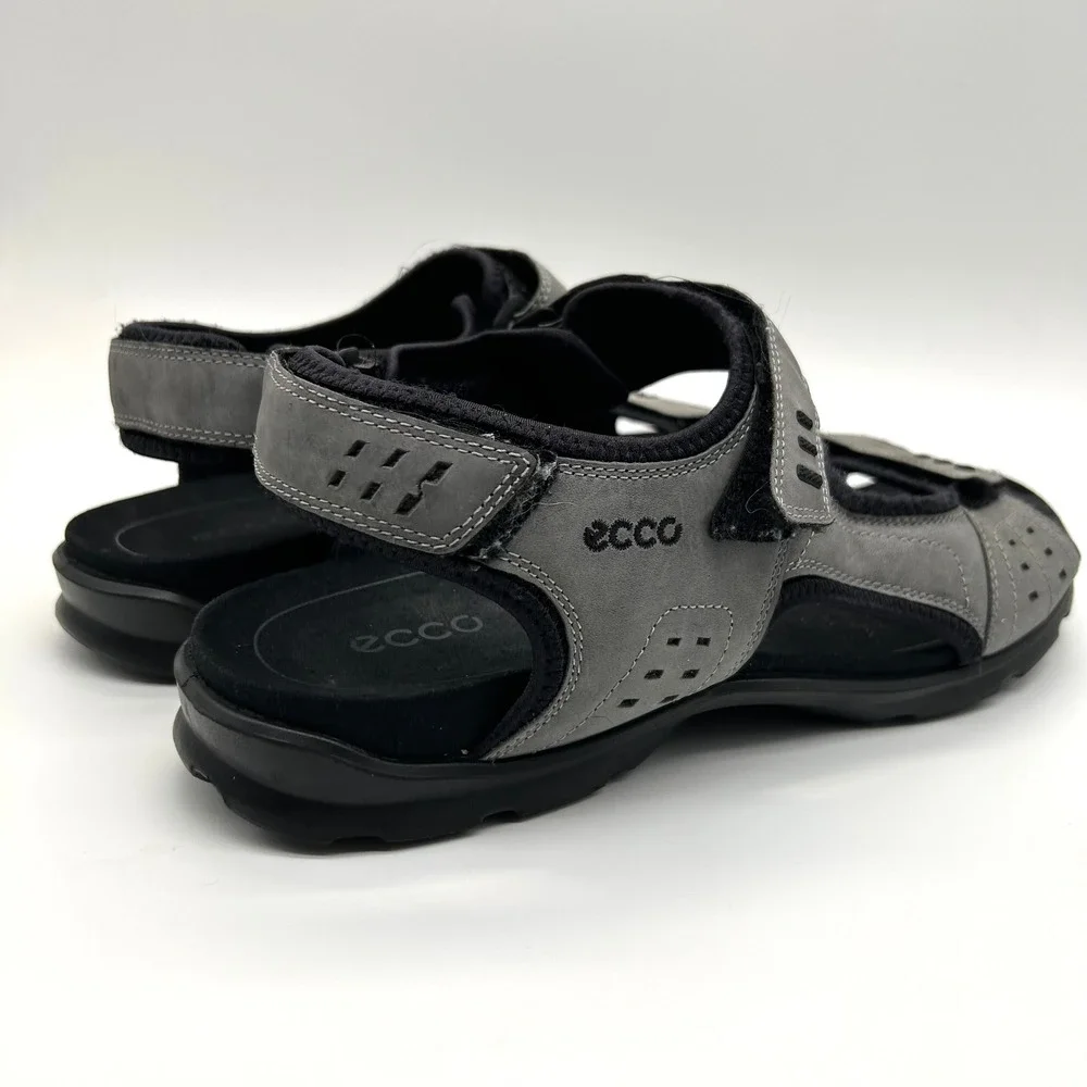 ECCO Yucatan Sport Sandals Mens 46 Grey Nubuck Adjustable Hiking Outdoor 3211